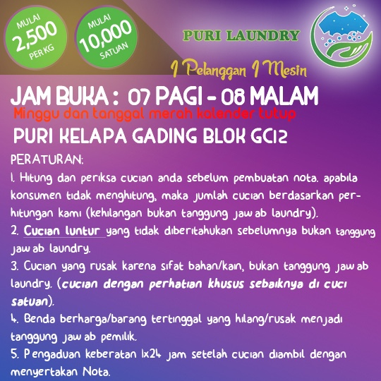 PERATURAN PURI LAUNDRY: