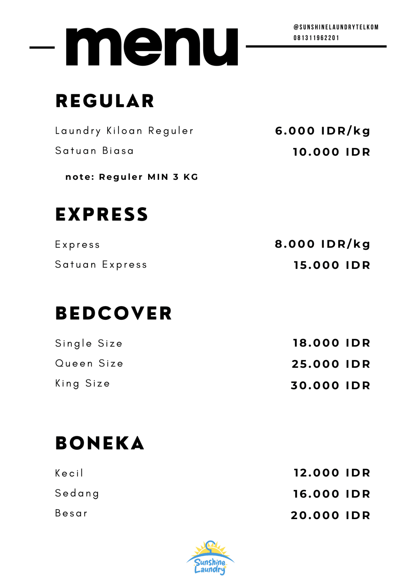 Menu Laundry 01